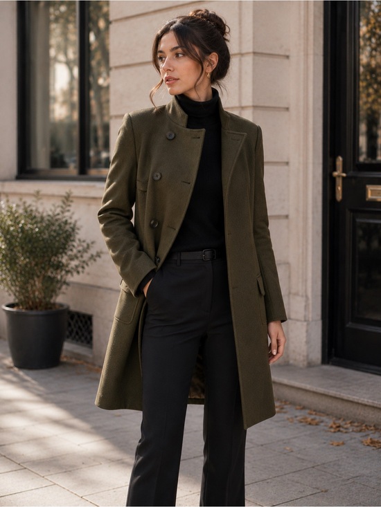 Vince Jackets & Blazers - Vince Olive Double Breasted Lightweight Spring Wool Trench Coat Sz M
